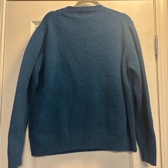 Eddie Bauer 100% lambswool Men's Teal Crewneck Sweater Size XL - Picture 3 of 3